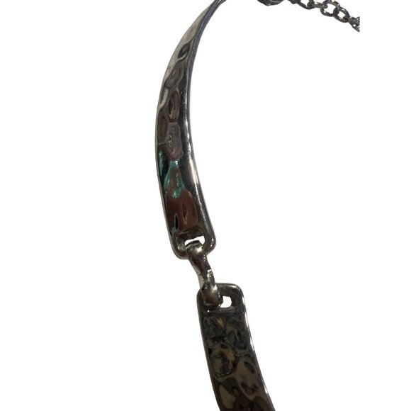 Hammered Silver Tone Metal Collar Necklace Articulated Choker Regal Adj 16" + 3" - Picture 3 of 4